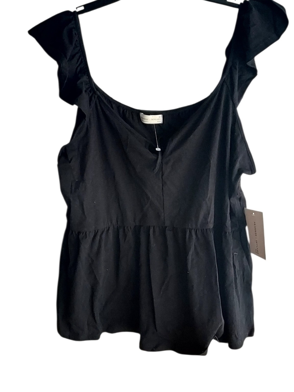 Frankee And SkyLarr Black Ruffle Strap Peplum Top